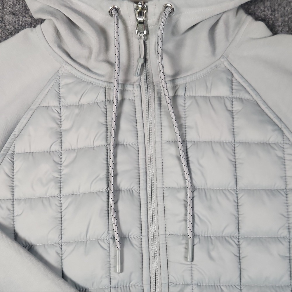 Old Navy Active Dynamic Fleece Quilted Hybrid Zip Up Hoodie Jacket Gray M - Picture 3 of 8
